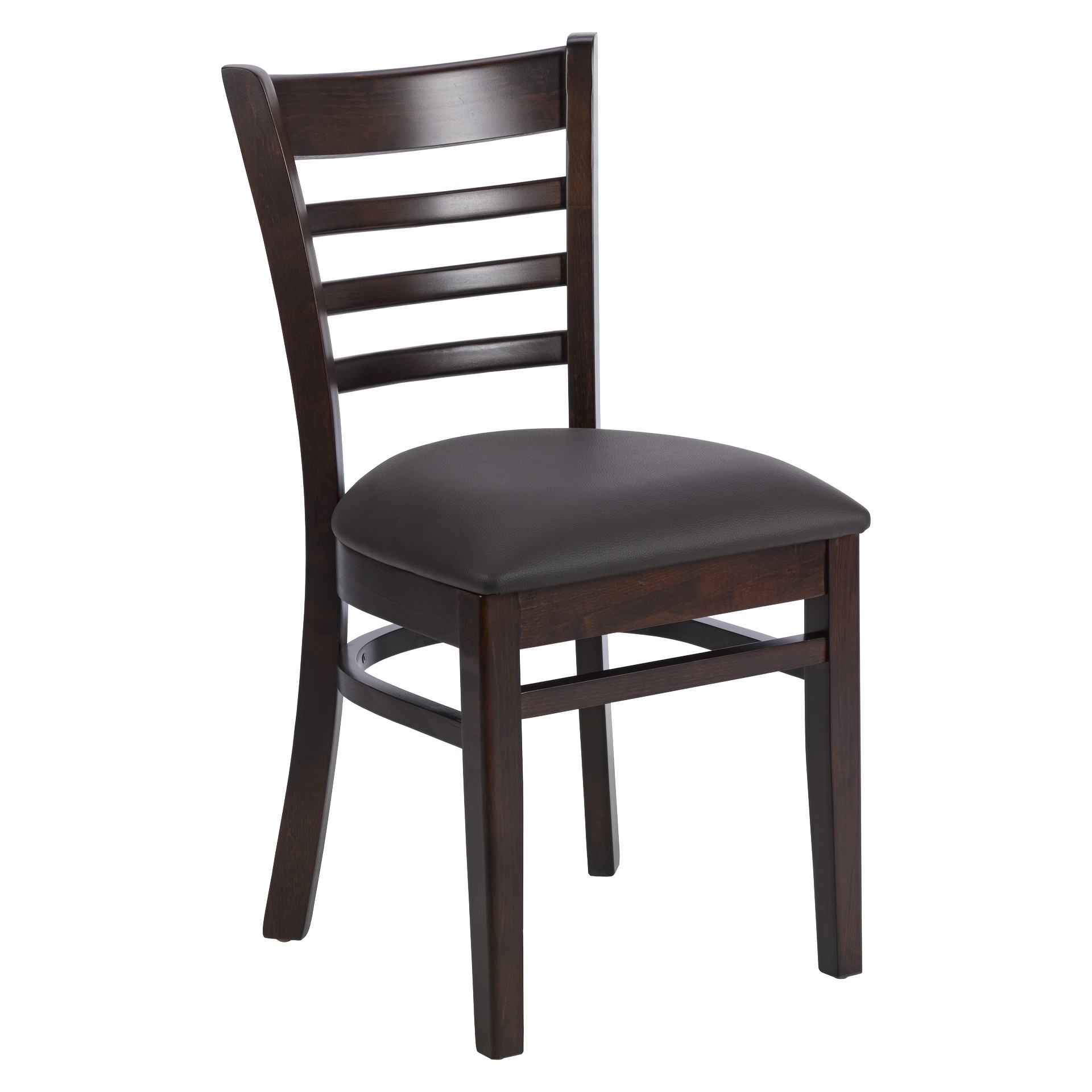 Stuhl Bruno, Polster braun, Nussbaum dunkel, Polsterstuhl, Holzstuhl