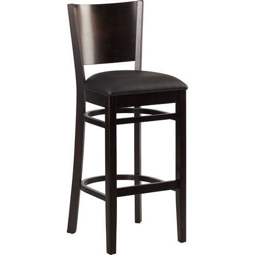 Eugen-Bar-schwarz Barhocker Eugen, Polster schwarz, Nussbaum dunkel, Polsterbarhocker, Holzbarhocker