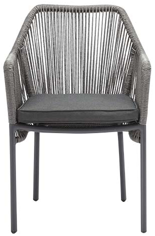 Marlis-Grey-Front Sessel Marlis, Geflecht grey, Kunststoff Seilgeflecht, Terrassensessel, Outdoorsessel - Front