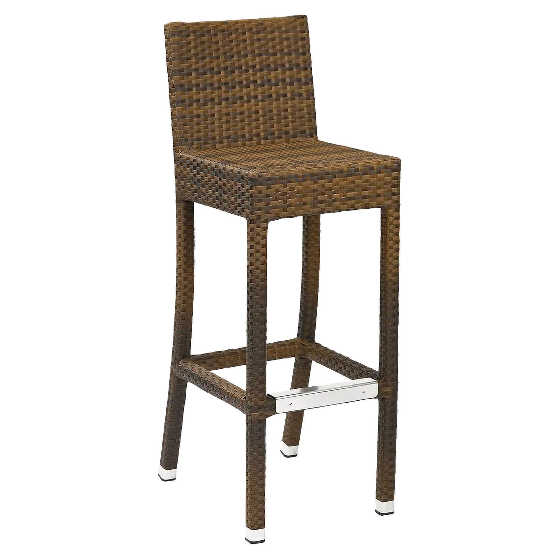 Hocker Elly, Geflecht burned, Polyrattan, Terrassenbarhocker, Outdoorbarhocker