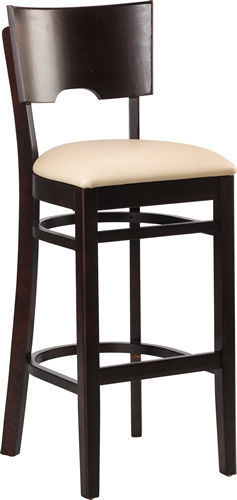 Max-Bar-beige Barhocker Max, Polster beige, Nussbaum dunkel, Polsterbarhocker, Holzbarhocker