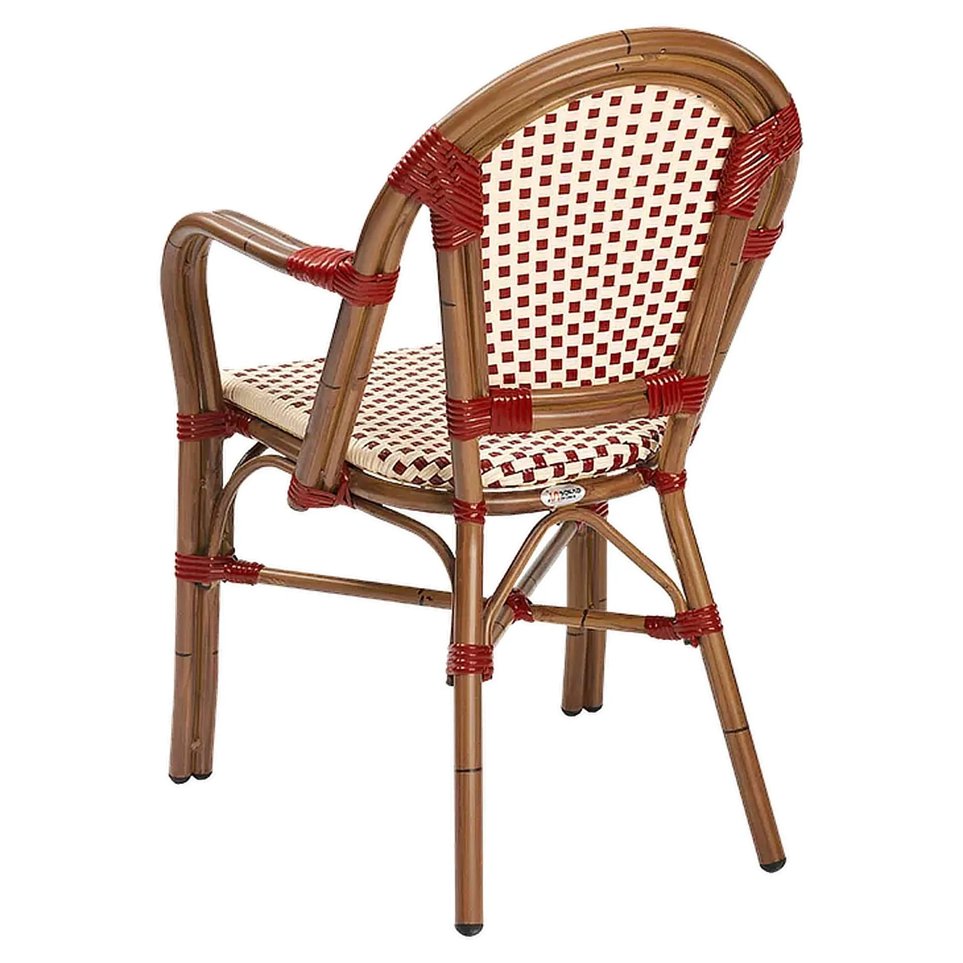 Stuhl Ulrike AL, Gewebe rot-beige, Polyrattan, Terrassenstuhl, Outdoorstuhl