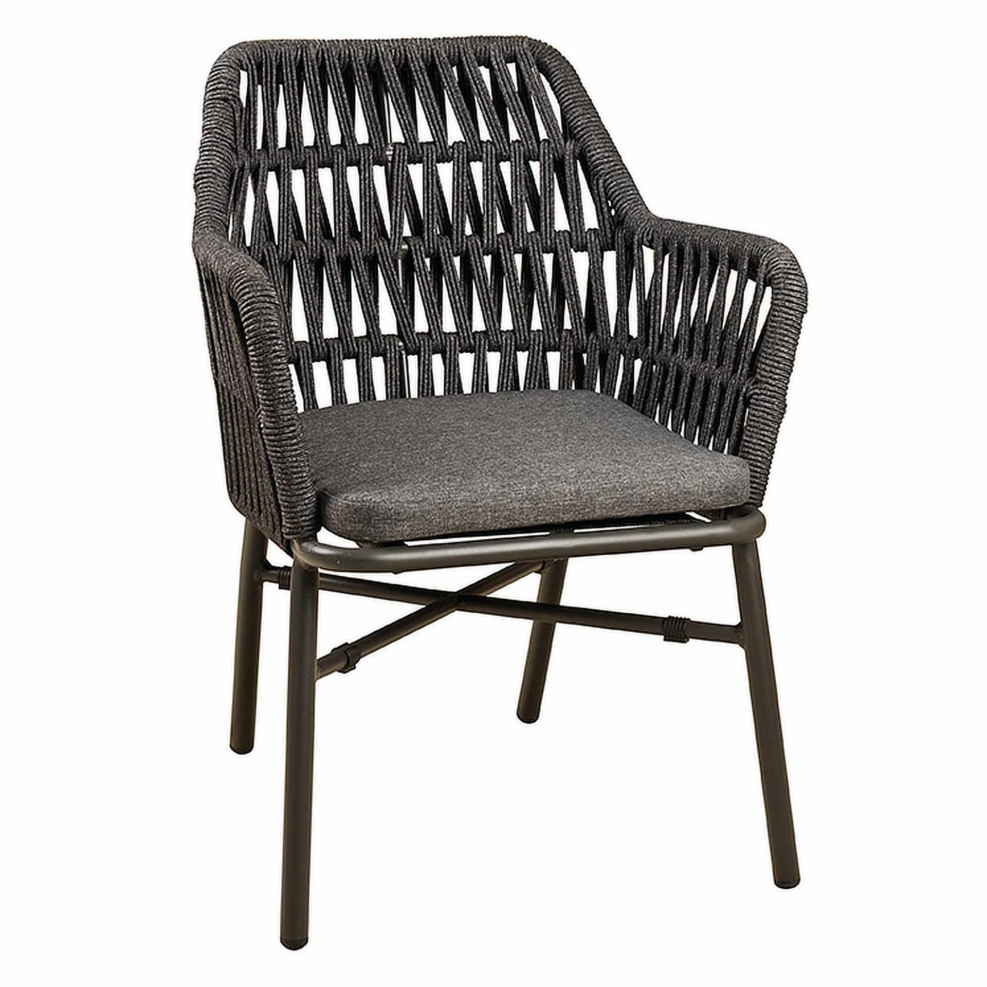 Armlehnen Terrassenstuhl Kiki, Textilengeflecht in grey, Polyrattan, Outdoorstuhl