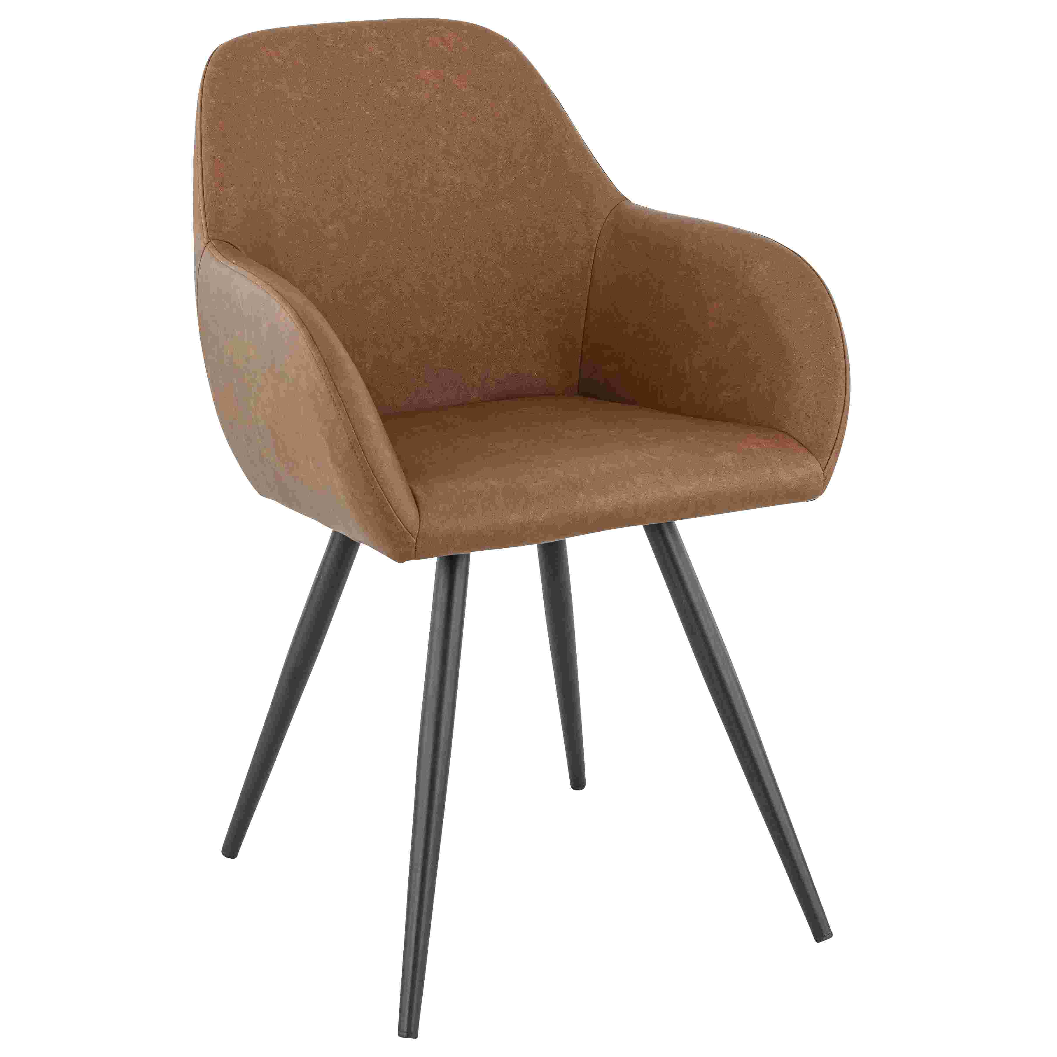 Stuhl Alfons, Polster Cognac, Schwarz, Polsterstuhl, Factory Industrie Design Stuhl Alfons, Polster Cognac, Schwarz, Polsterstuhl, Factory Industrie Design