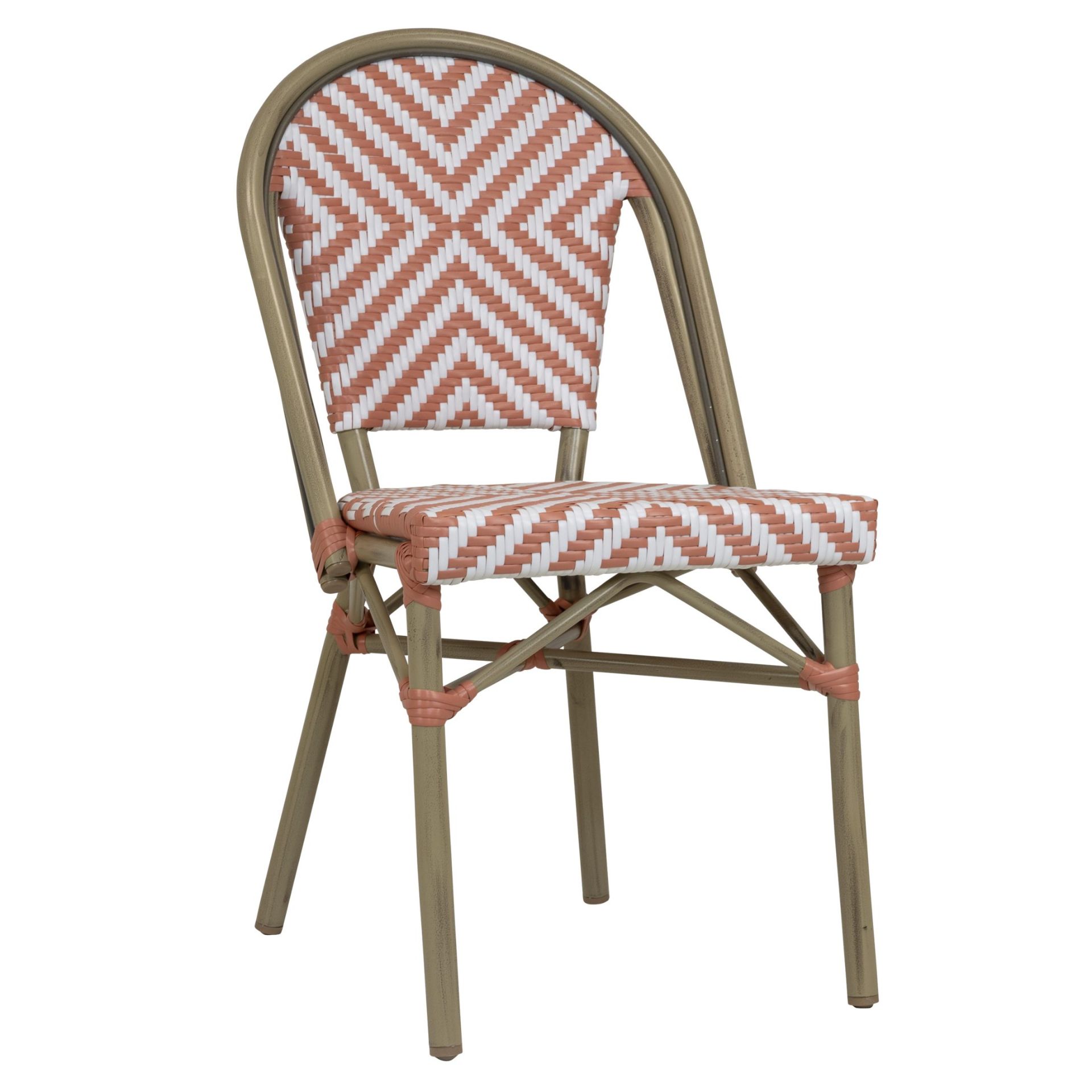 Stuhl Paris, Gewebe pink-white, Polyrattan, Terrassenstuhl, Outdoorstuhl