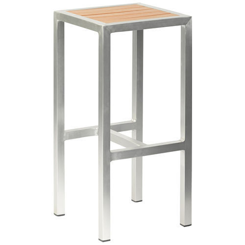 Emina-teak Terrassenbarhocker Gregor, Polywood teak, Edelstahloptik, Terrassenbarhocker, Outdoorbarhocker