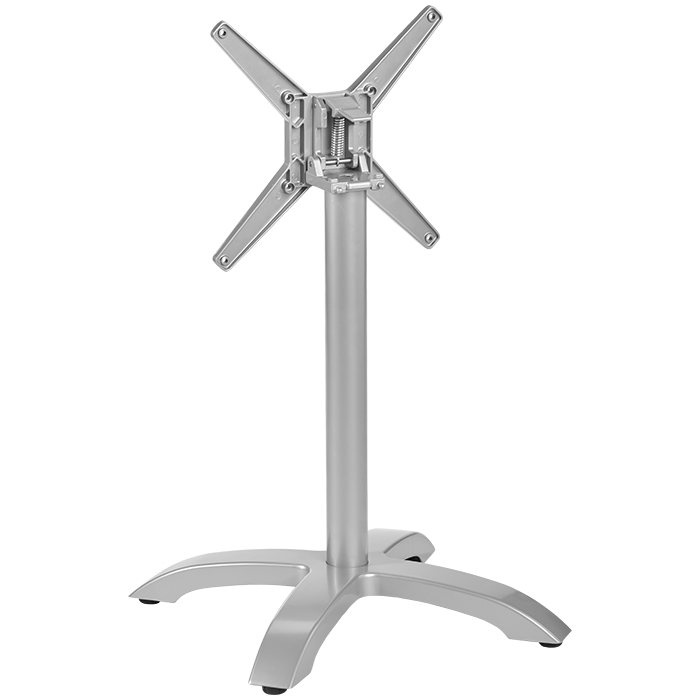 Irena_4K-silber-Klapp Gastronomie Terrassen Tischgestell Irena-4K mit Klappmechanismus, Aluminium silber pulverbeschichtet, Outdoortischgestell