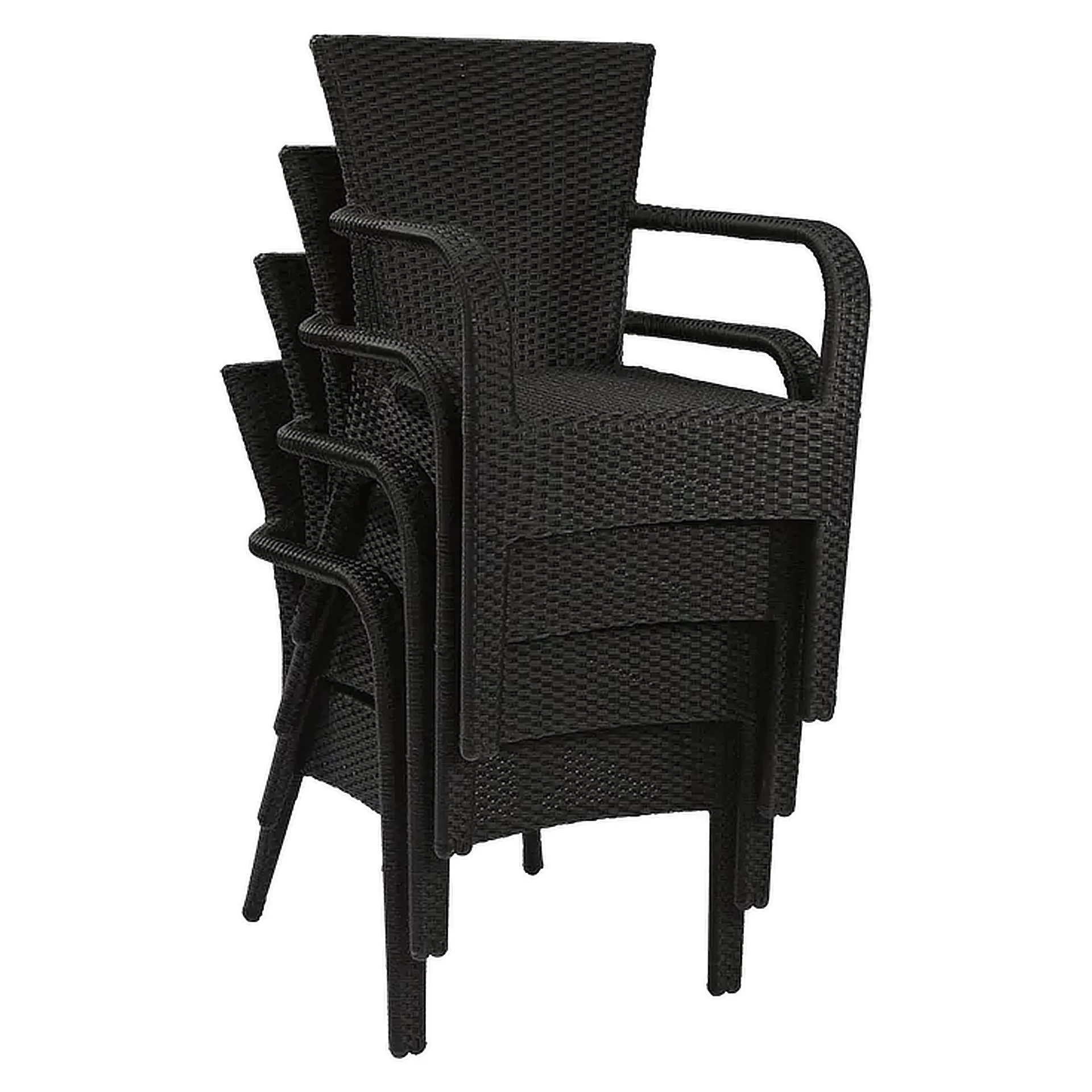 Stuhl Johny, Geflecht schwarz, Polyrattan, Terrassenstuhl, Outdoorstuhl