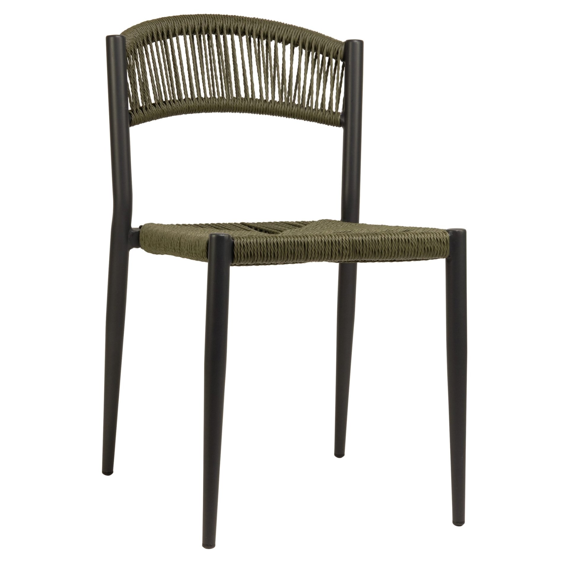 Stuhl Senna, Geflecht olive, Seilgeflecht in Binsenoptik, Terrassenstuhl, Outdoorstuhl