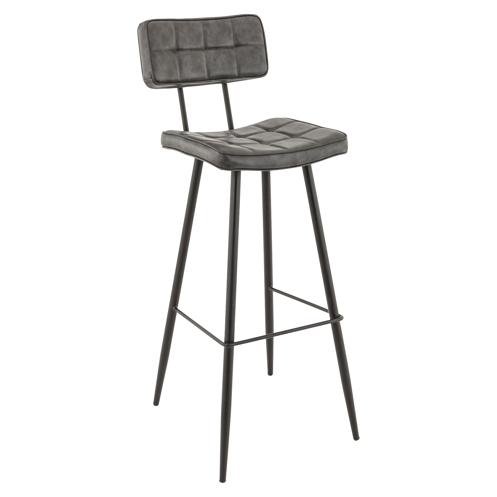 Hocker Karola, Polster Anthrazit, Gestell Schwarz, Polsterbarhocker, Factory Industrie Design