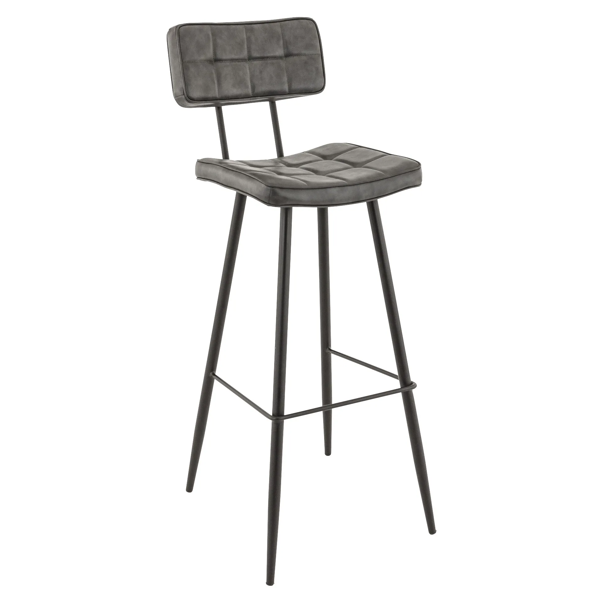 Hocker Karola, Polster Anthrazit, Gestell Schwarz, Polsterbarhocker, Factory Industrie Design