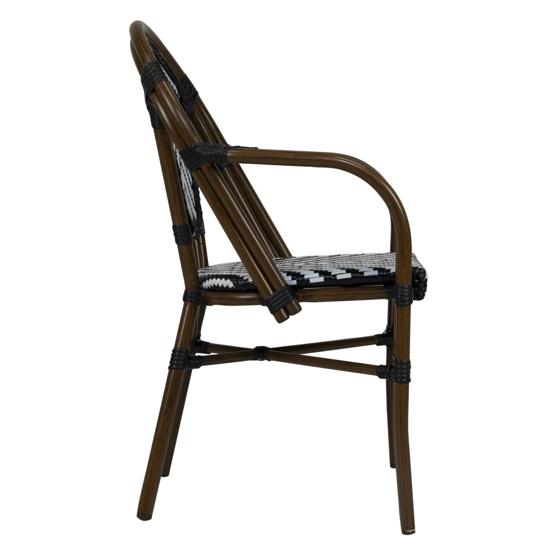 Stuhl Paris AL, Gewebe black-white, Polyrattan, Terrassenstuhl, Outdoorstuhl