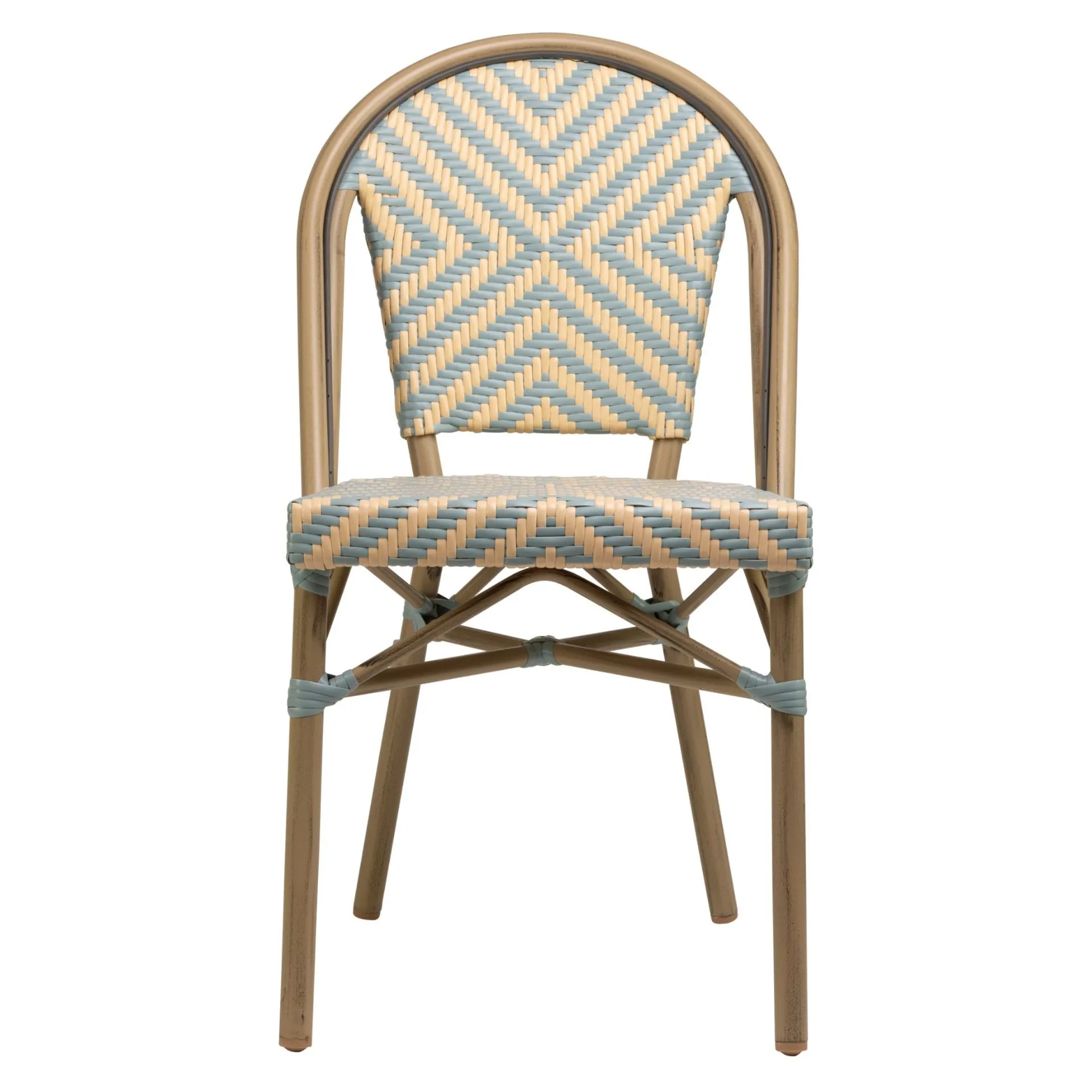 Stuhl Paris, Gewebe blue-beige, Polyrattan, Terrassenstuhl, Outdoorstuhl