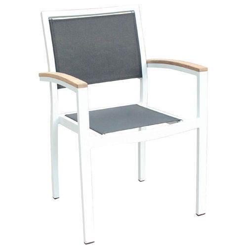 Carmen-white-black Armlehnen Terrassenstuhl Carmen, Textilengewebe black, Aluminiumgestell white, Terrassenstuhl, Outdoorstuhl