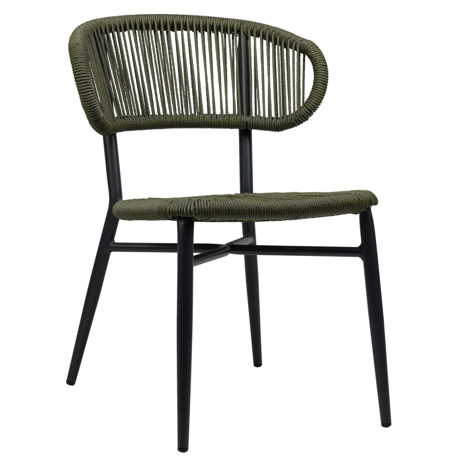 Stuhl Lars, Geflecht grün, Seilgeflecht in Binsenoptik, Terrassenstuhl, Outdoorstuhl