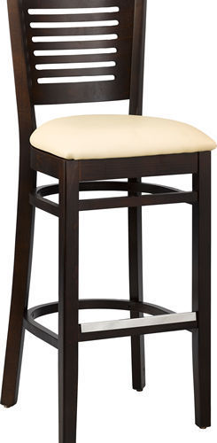 Victor-Bar-beige Barhocker Victor, Polster beige, Nussbaum dunkel, Polsterbarhocker, Holzbarhocker