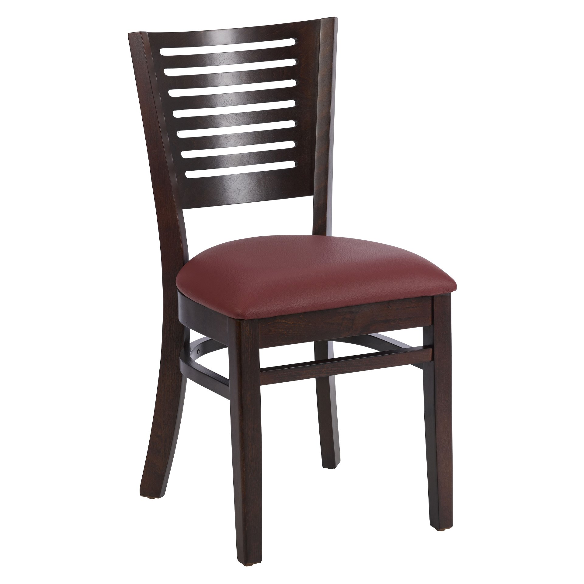 Stuhl Victor, Polster bordeaux, Nussbaum dunkel, Polsterstuhl, Holzstuhl