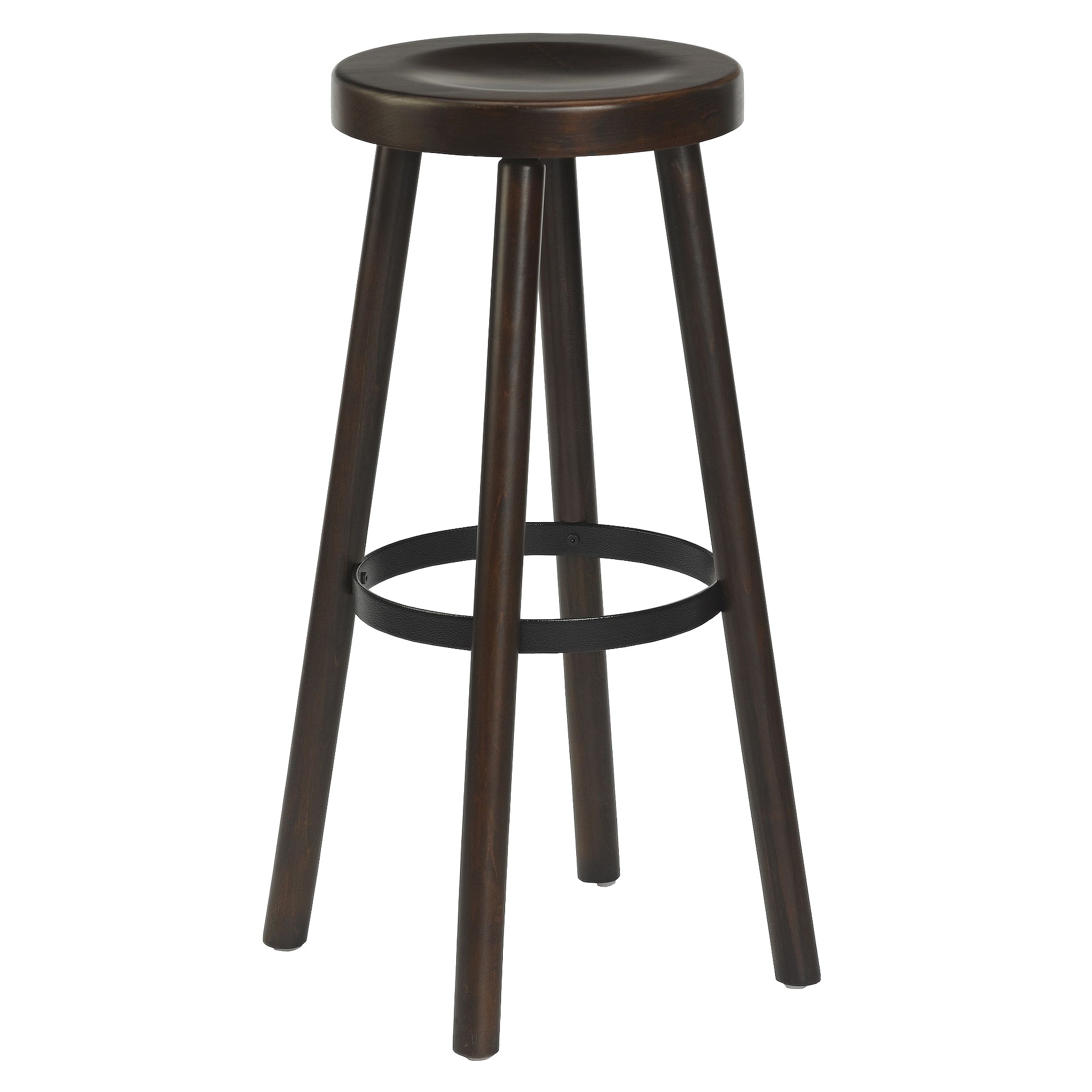 Hocker Diana, Holzsitz, Nussbaum dunkel, Holzbarhocker, Gastronomiebarhocker