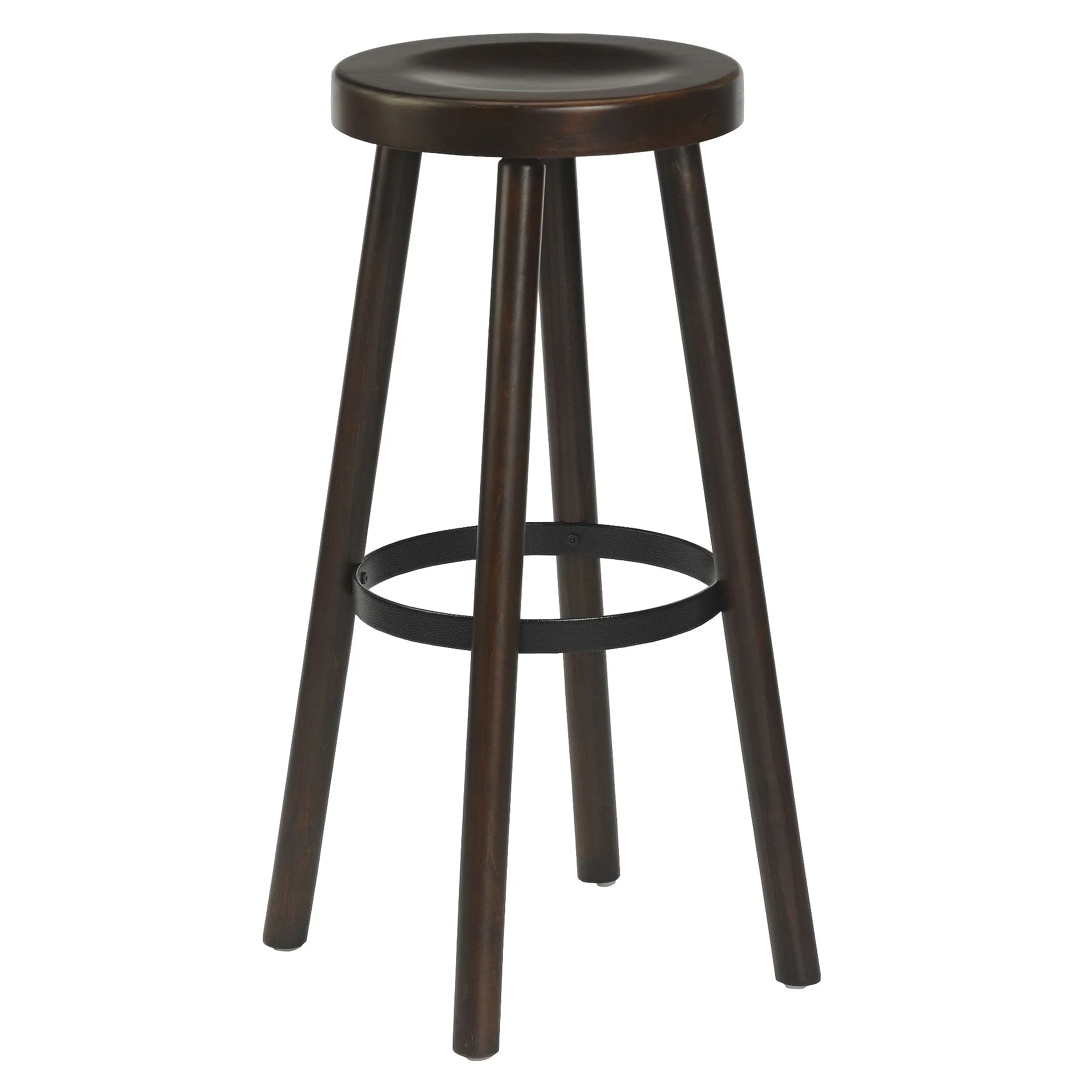 Hocker Diana, Holzsitz, Nussbaum dunkel, Holzbarhocker, Gastronomiebarhocker 