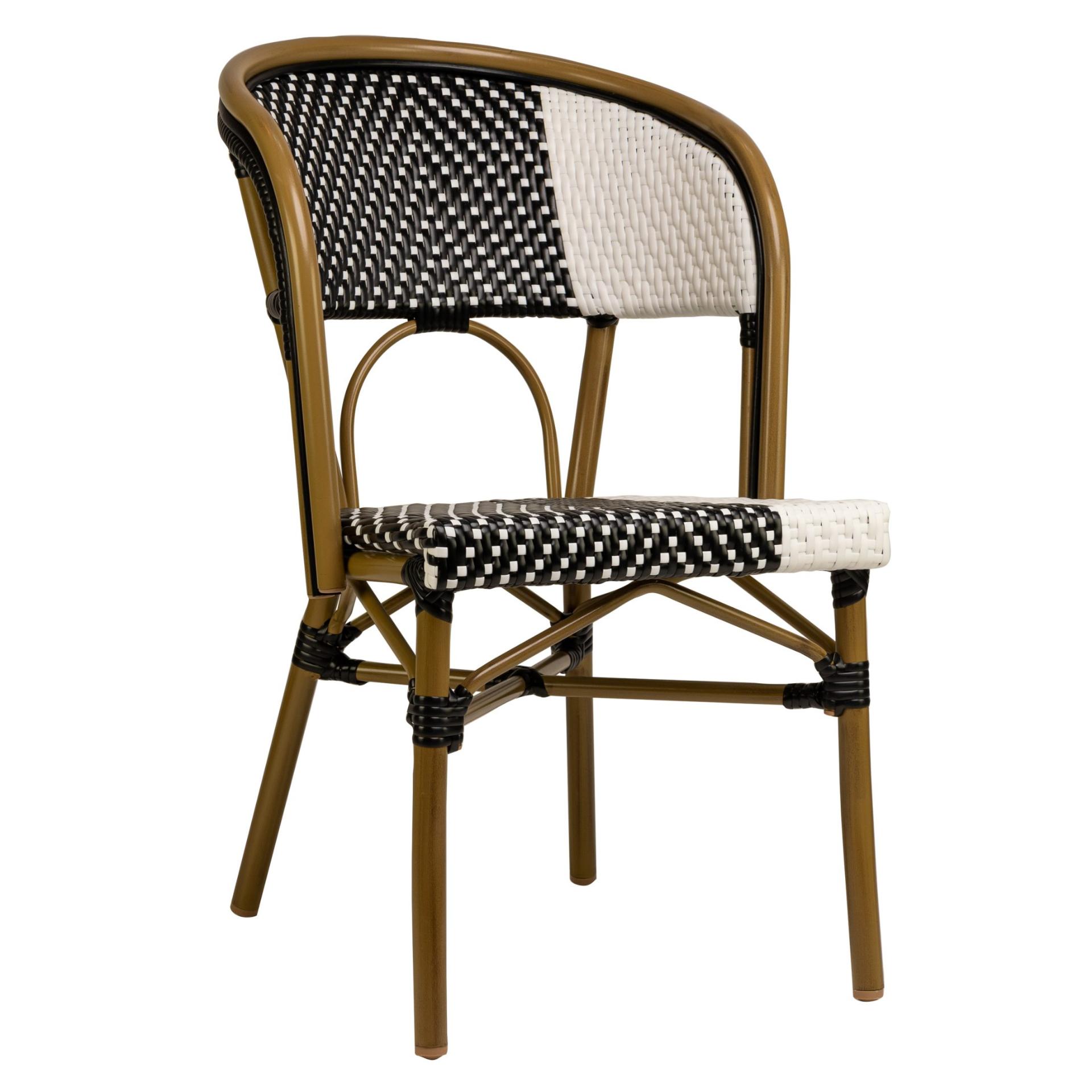 Stuhl Nizza, Gewebe black-white, Polyrattan, Terrassenstuhl, Outdoorstuhl