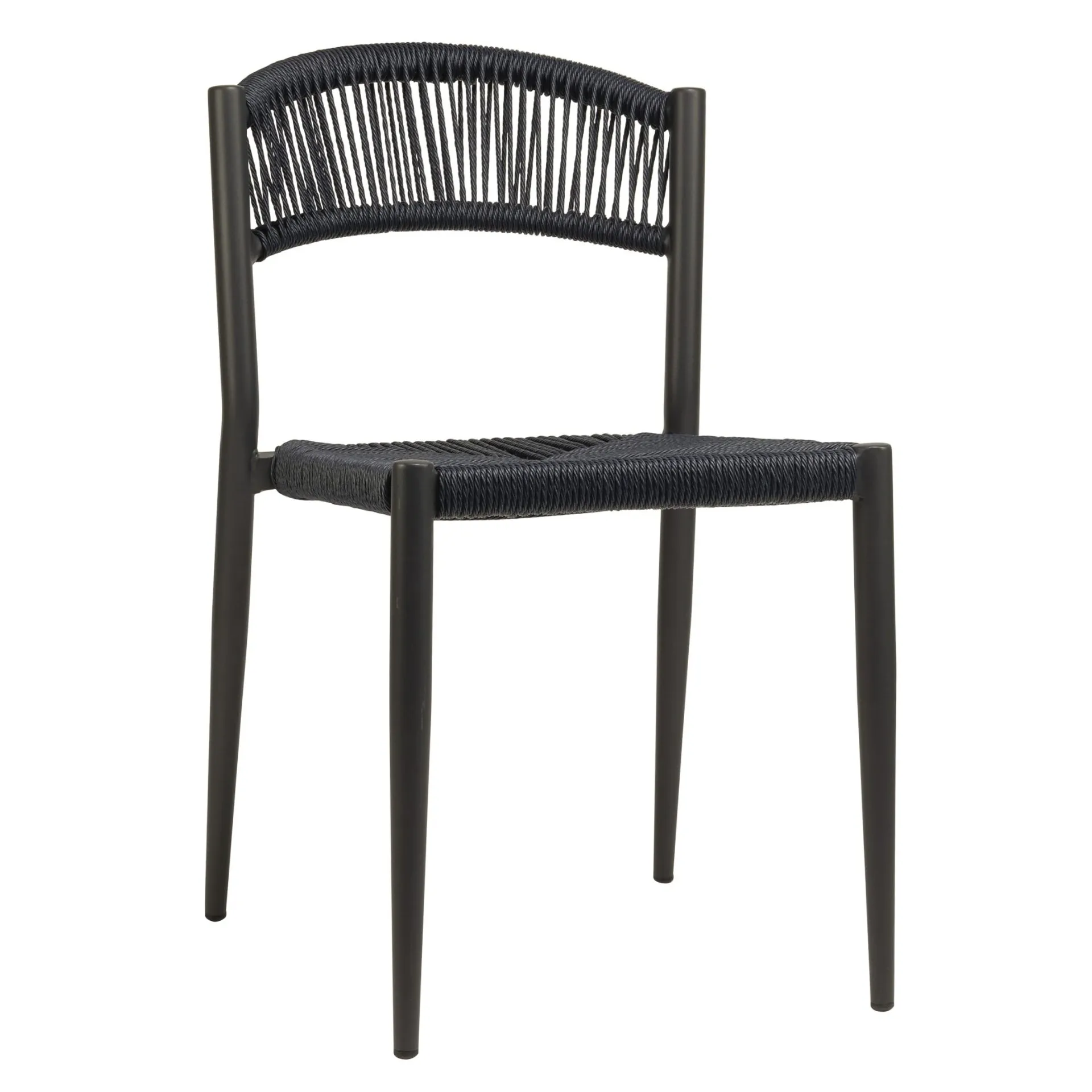 Stuhl Senna, Geflecht navy, Seilgeflecht in Binsenoptik, Terrassenstuhl, Outdoorstuhl 