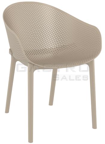 Sessel Arno Taupe Fiberglas Polypropylen Terrassenstuhl Outdoorstuhl