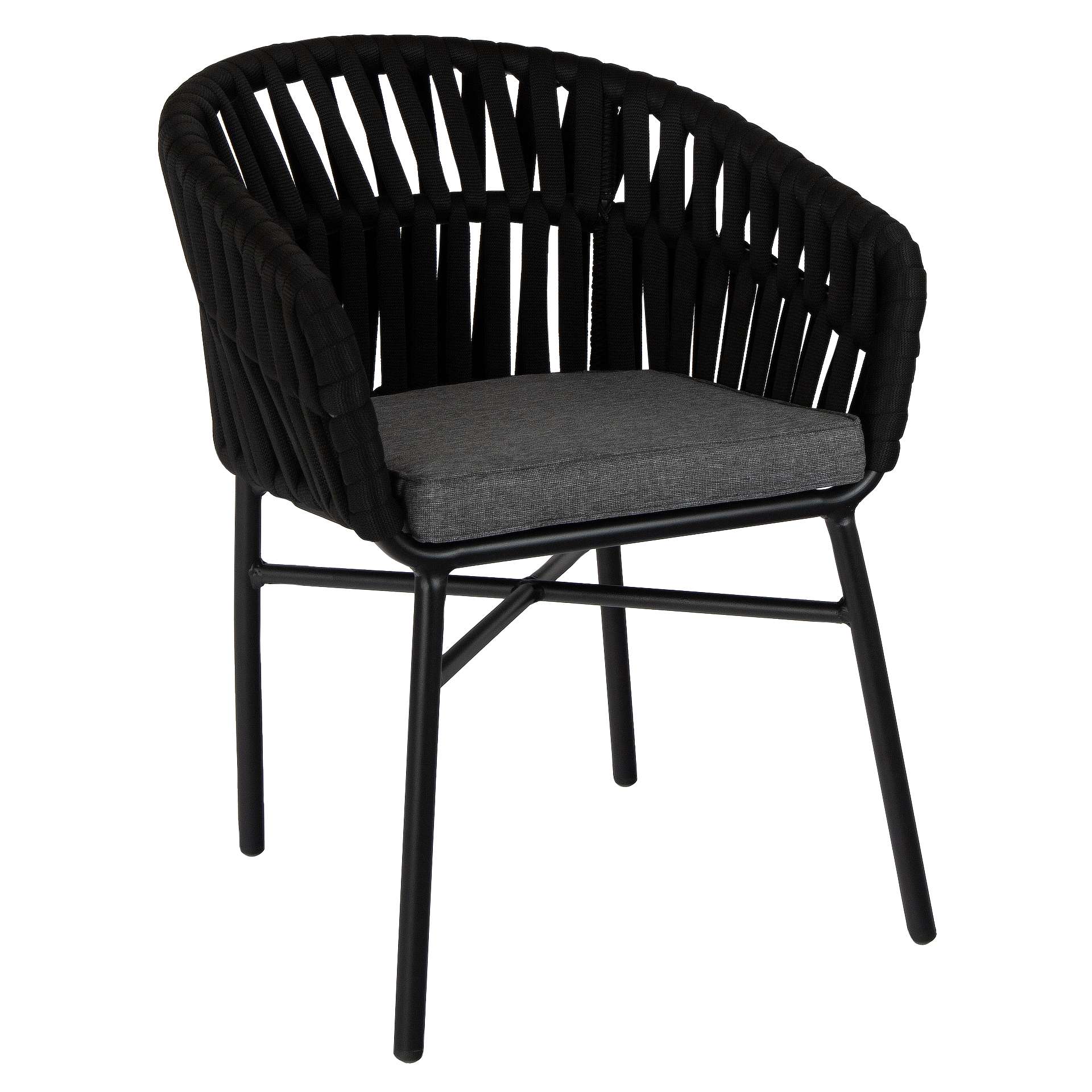Stuhl Dunia, Geflecht anthrazit, Textilen, Terrassenstuhl, Outdoorstuhl