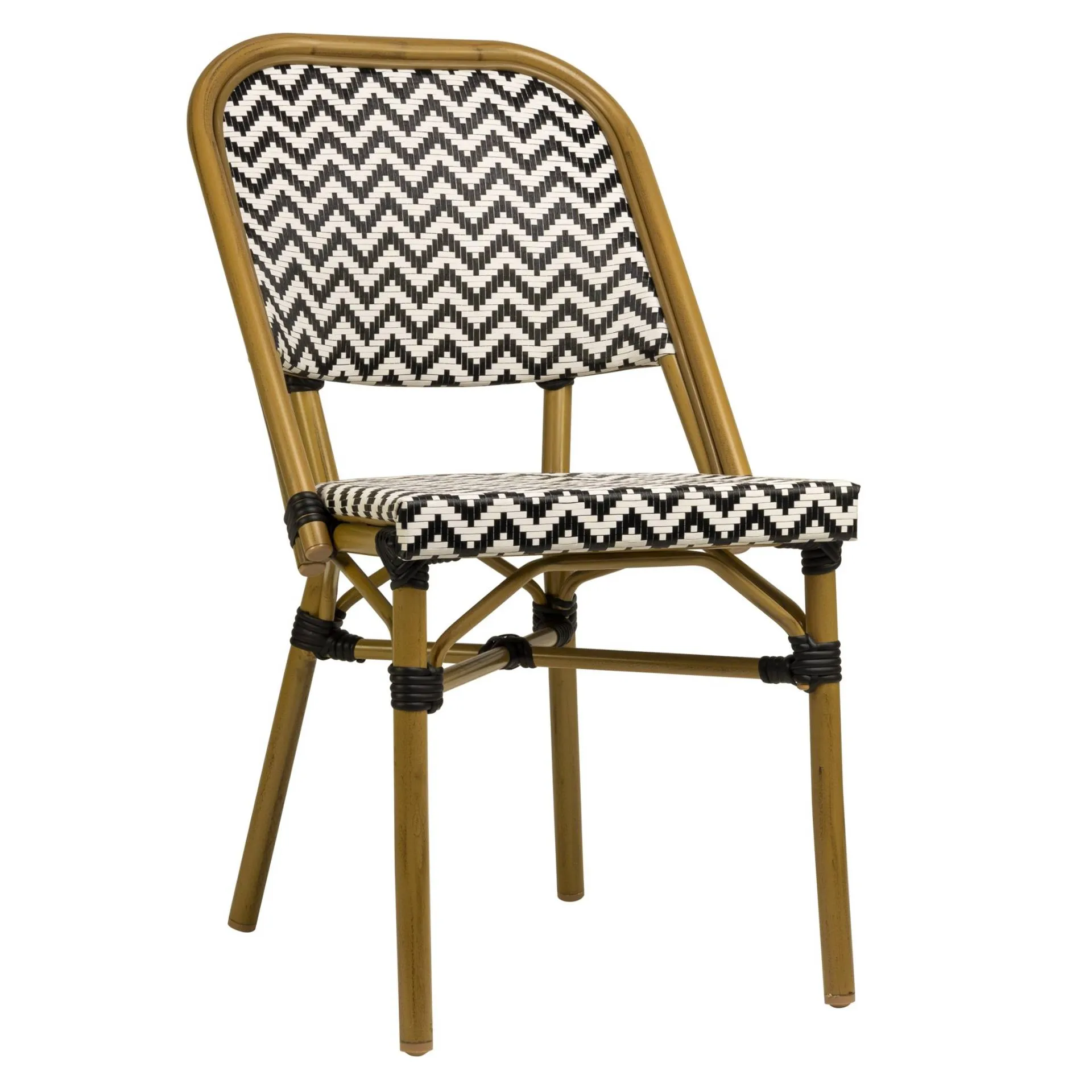 Stuhl Lola, Gewebe schwarz-weiß, Polyrattan, Terrassenstuhl, Outdoorstuhl 
