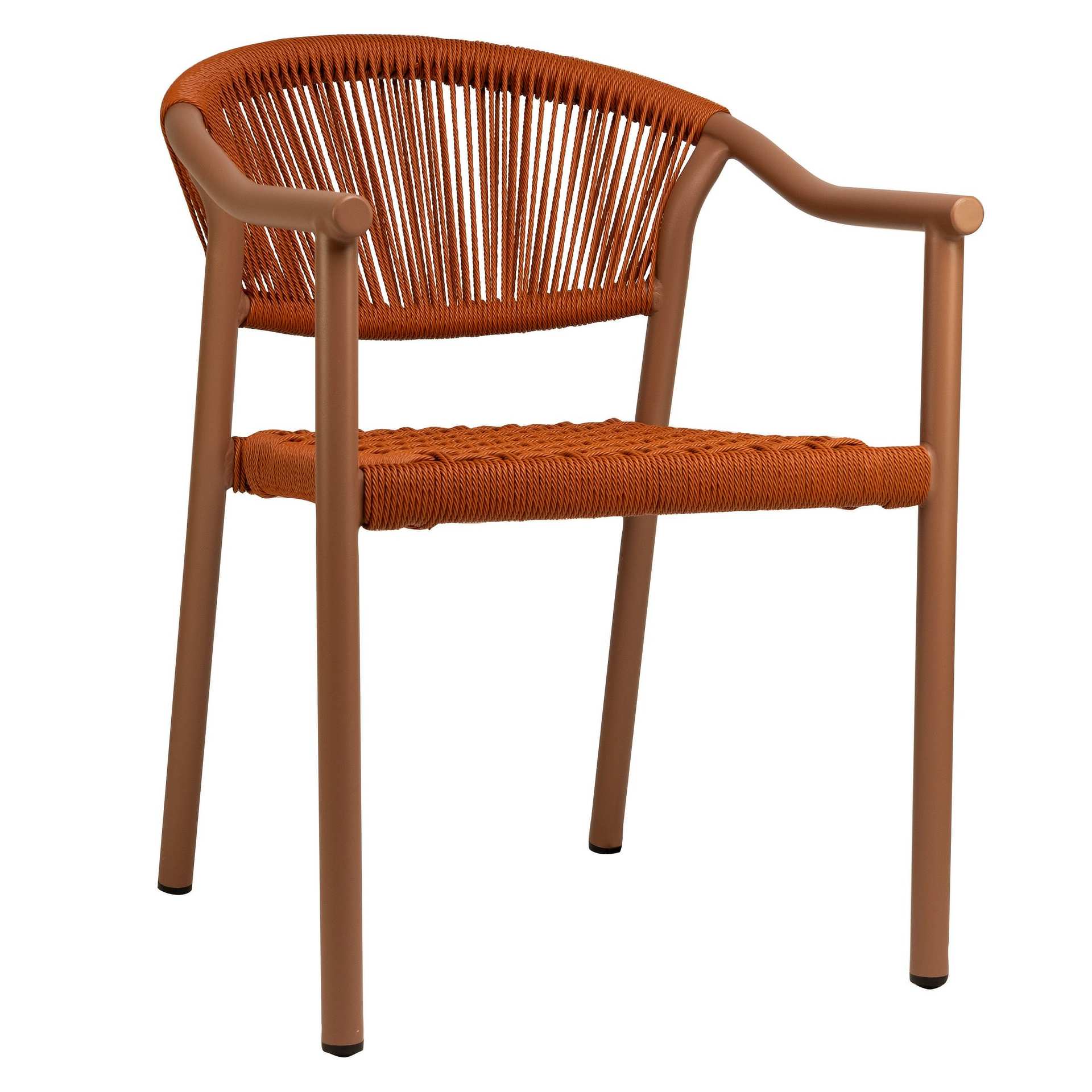 Stuhl Marlon, Geflecht orange, Seilgeflecht, Terrassenstuhl, Outdoorstuhl