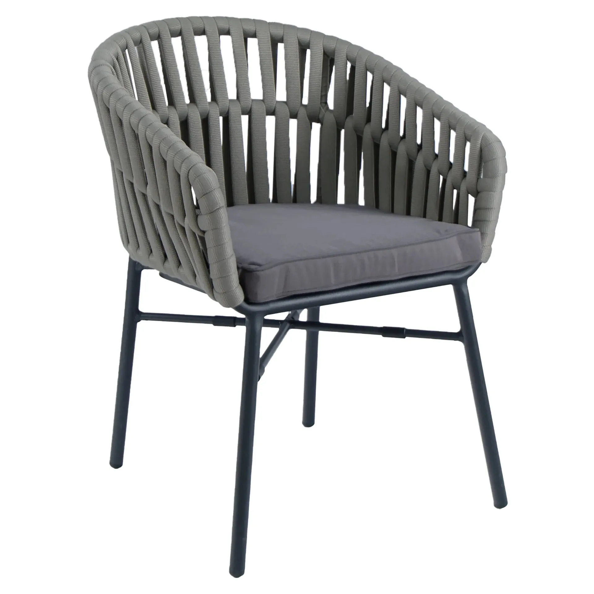 Stuhl Dunia, Geflecht grau, Textilen, Terrassenstuhl, Outdoorstuhl