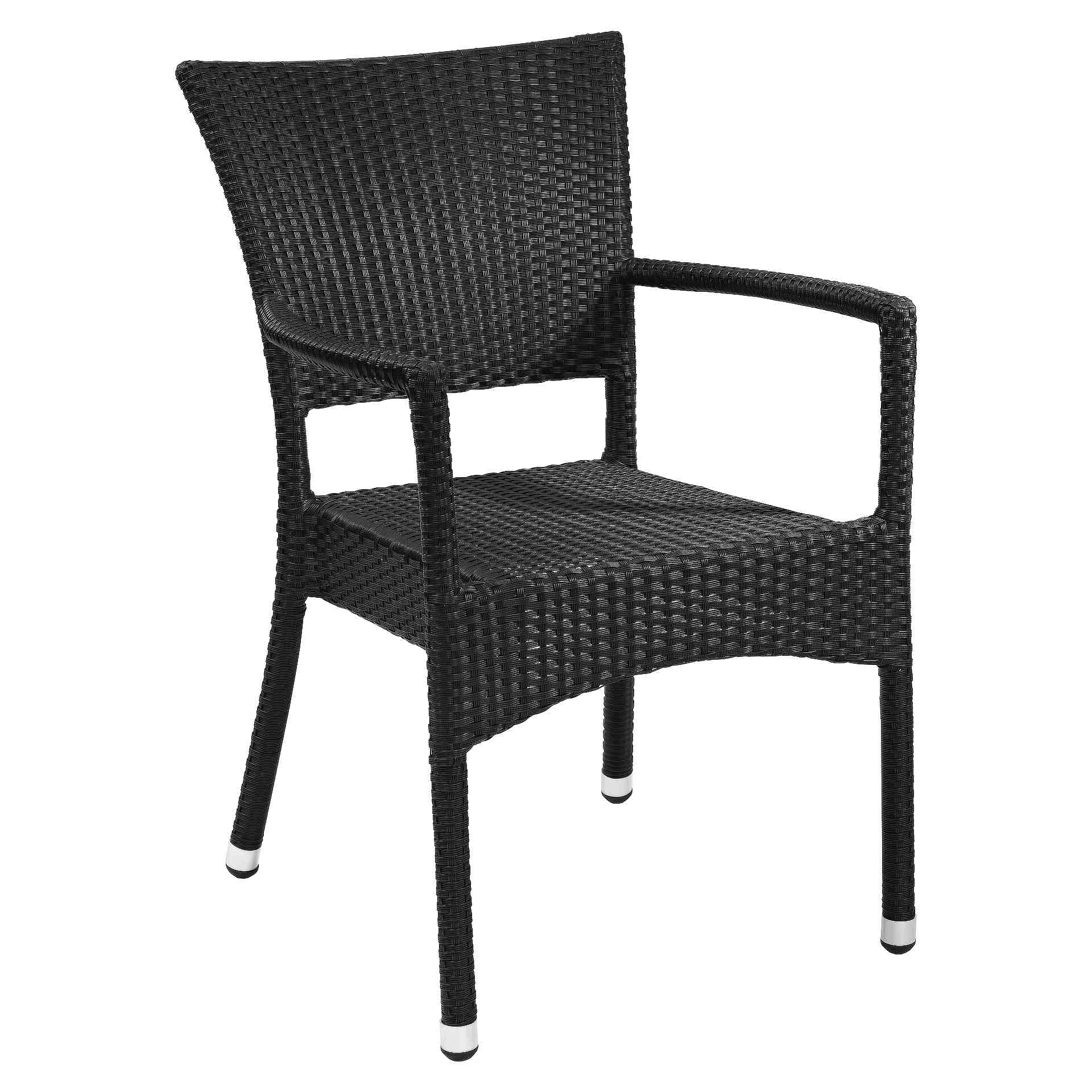 Stuhl Marlene, Geflecht schwarz, Polyrattan, Terrassenstuhl, Outdoorstuhl