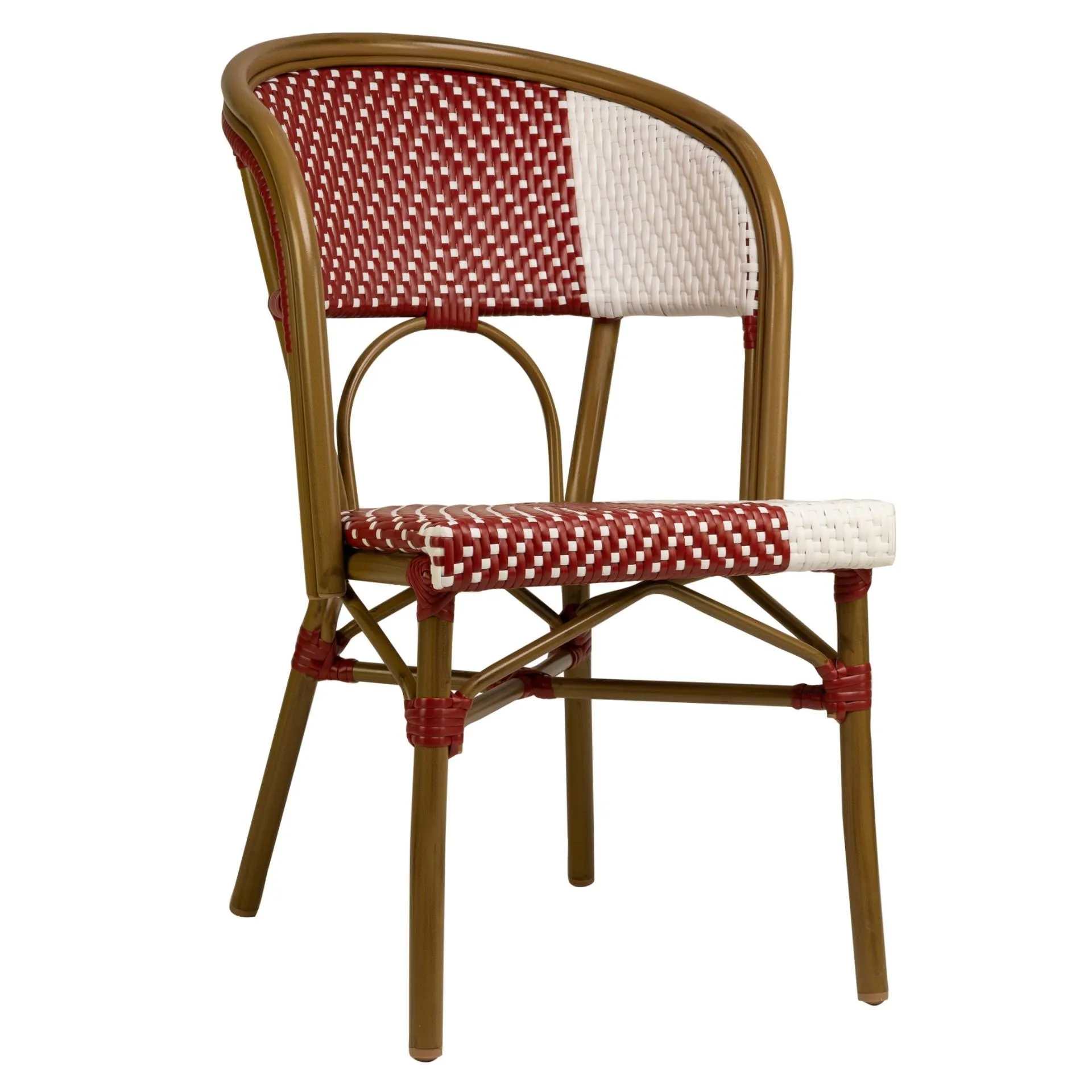 Stuhl Nizza, Gewebe red-white, Polyrattan, Terrassenstuhl, Outdoorstuhl