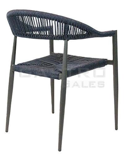 Sessel Nessa, Geflecht navy, Seilgeflecht in Binsenoptik, Terrassensessel, Outdoorsessel - Hinten