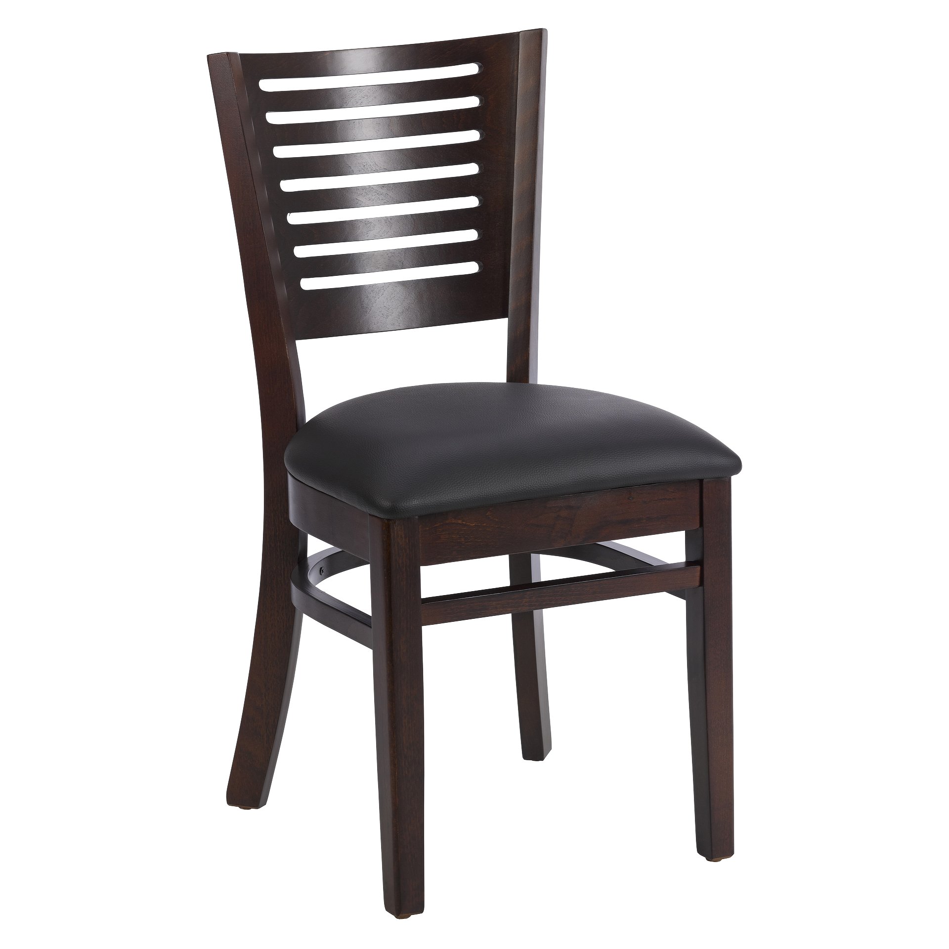 Stuhl Victor, Polster schwarz, Nussbaum dunkel, Polsterstuhl, Holzstuhl