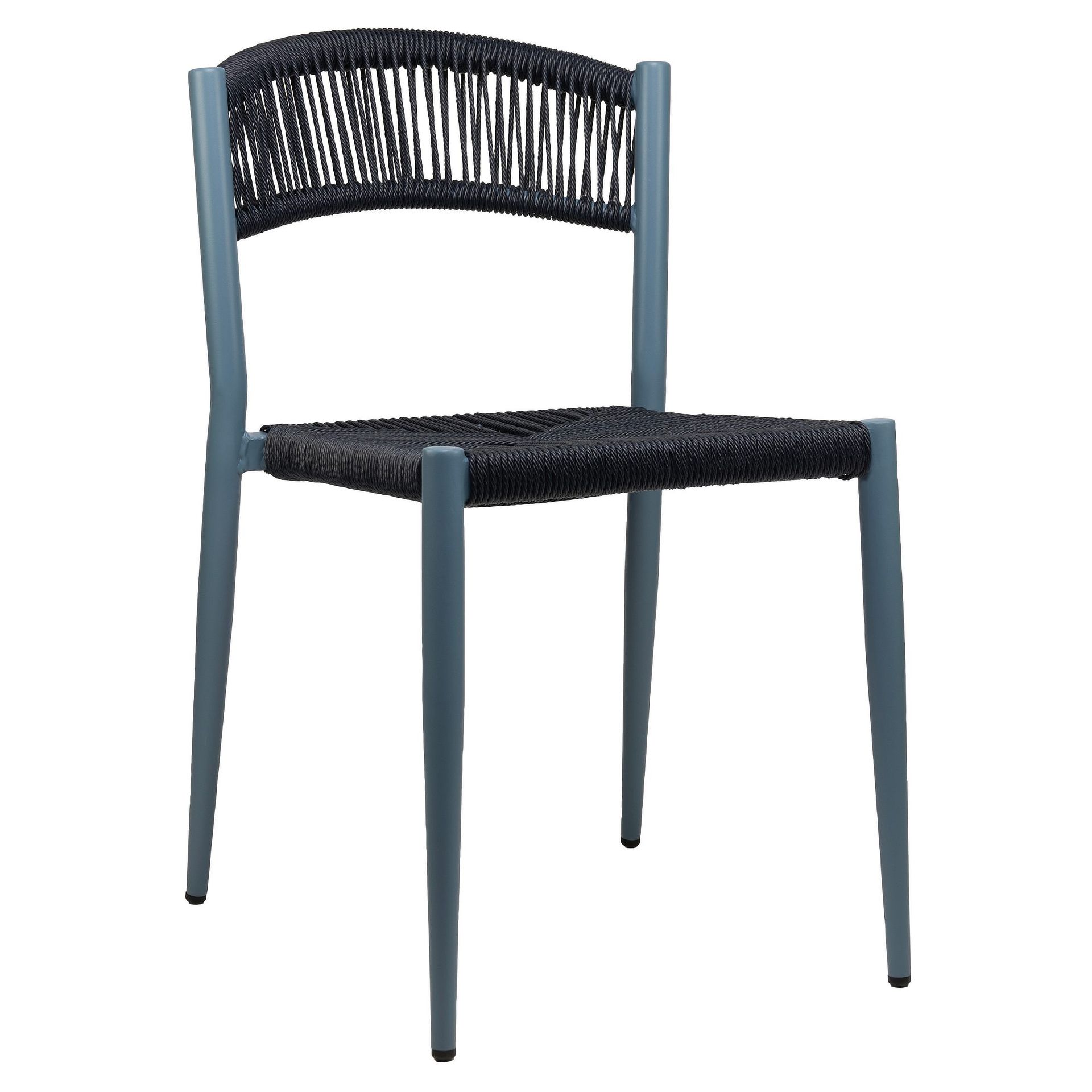 Stuhl Senna, Geflecht blue, Gestell blue, Seilgeflecht in Binsenoptik, Terrassenstuhl, Outdoorstuhl