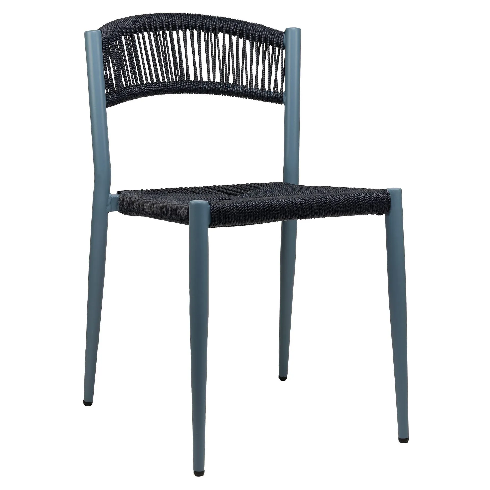 Stuhl Senna, Geflecht blue, Gestell blue, Seilgeflecht in Binsenoptik, Terrassenstuhl, Outdoorstuhl