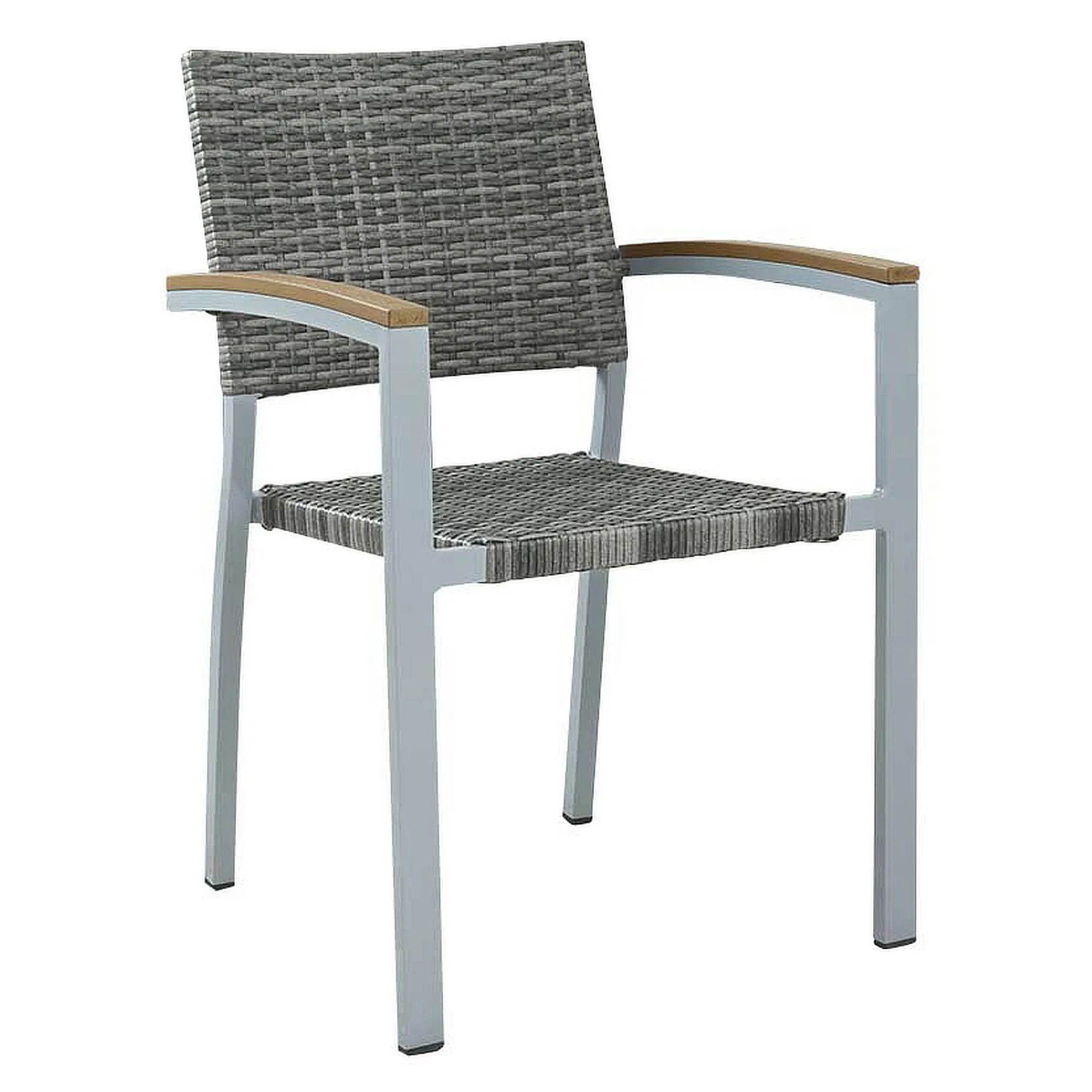Stuhl Silva, Gewebe grey, Polyrattan, Gestell Silber, Terrassenstuhl, Outdoorstuhl