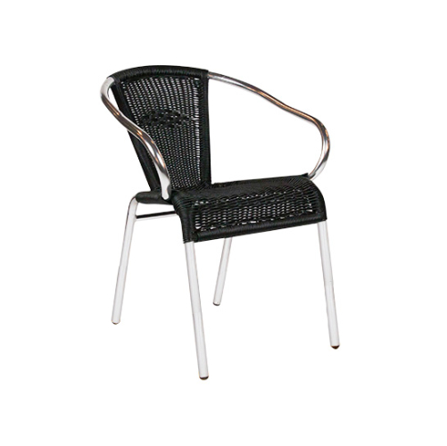 Leopold-black Armlehnen Terrassenstuhl Leopold, Kunststoffgeflecht rund gewickelt in black, Polyrattan, Outdoorstuhl