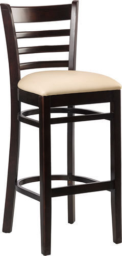 Bruno-Bar-beige Barhocker Bruno, Polster beige, Nussbaum dunkel, Polsterbarhocker, Holzbarhocker