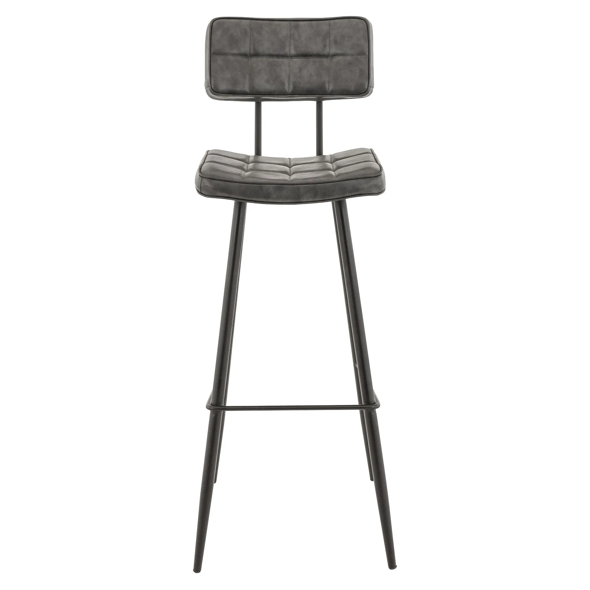 Hocker Karola, Polster Anthrazit, Gestell Schwarz, Polsterbarhocker, Factory Industrie Design