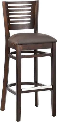 Victor-Bar-braun Barhocker Victor, Polster braun, Nussbaum dunkel, Polsterbarhocker, Holzbarhocker