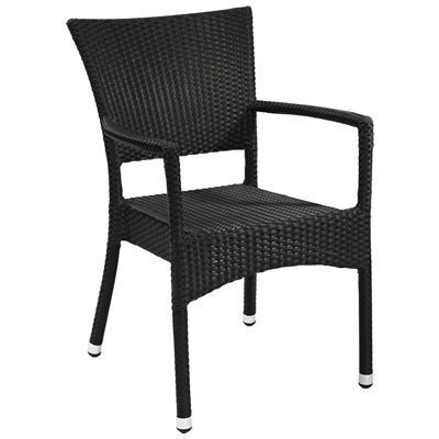 Marlene-schwarz Armlehnen Terrassenstuhl Marlene, Kunststoffgeflecht flach gewickelt in schwarz, Polyrattan, Outdoorstuhl