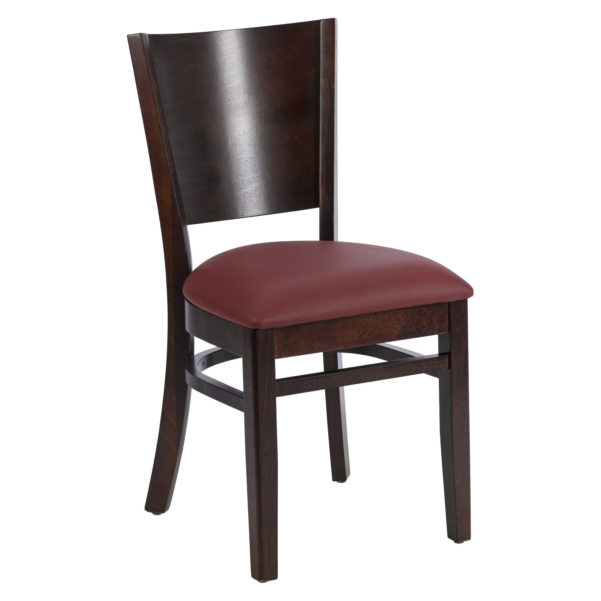 Stuhl Eugen, Polster bordeaux, Nussbaum dunkel, Polsterstuhl, Holzstuhl