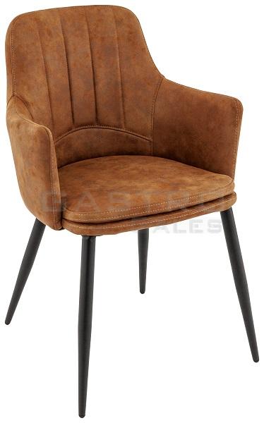 Gastronomiemöbel Gastronomiestühle Leoni, Polster Cognac, Gestell Schwarz, Polsterstuhl, Factory Industrie Design