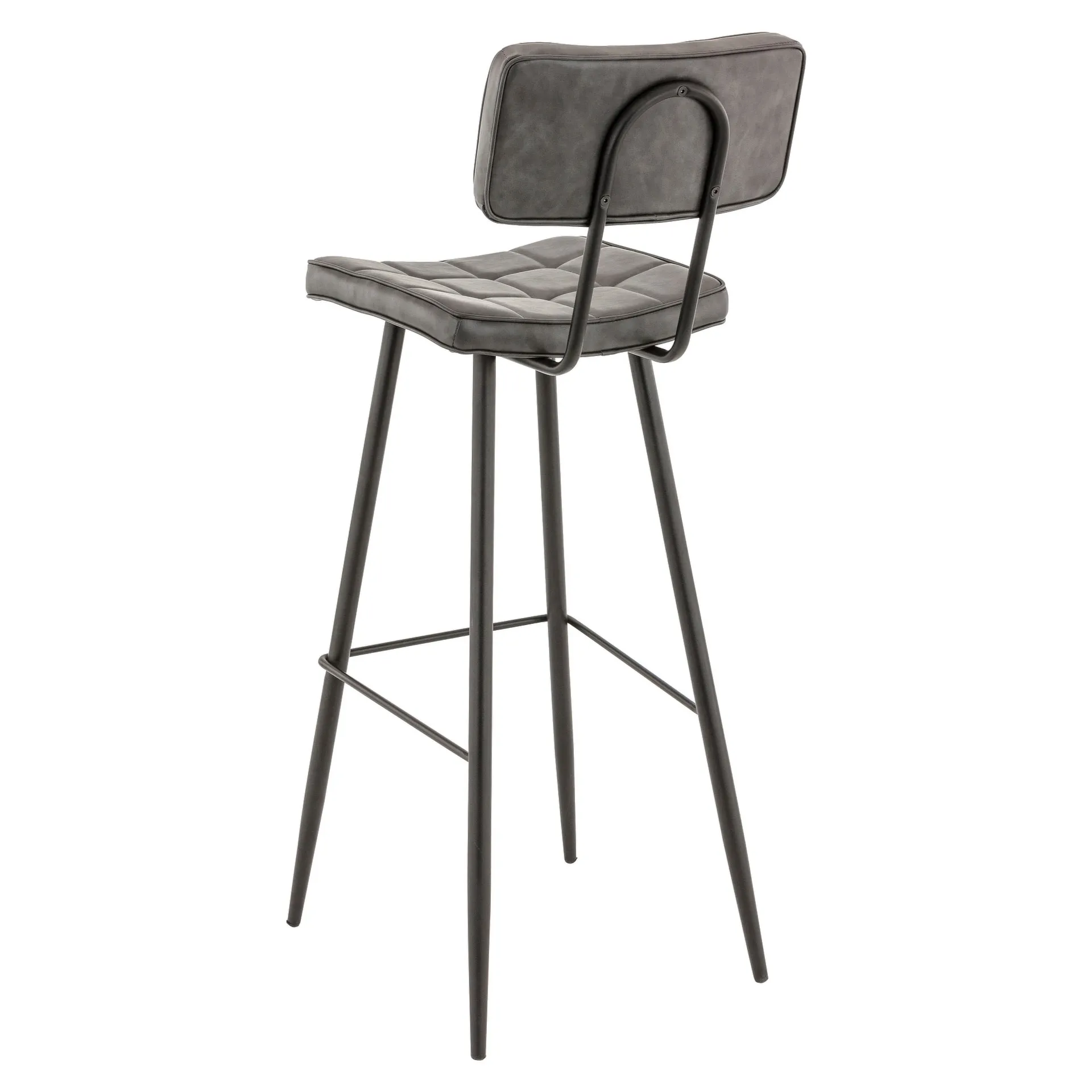 Hocker Karola, Polster Anthrazit, Gestell Schwarz, Polsterbarhocker, Factory Industrie Design