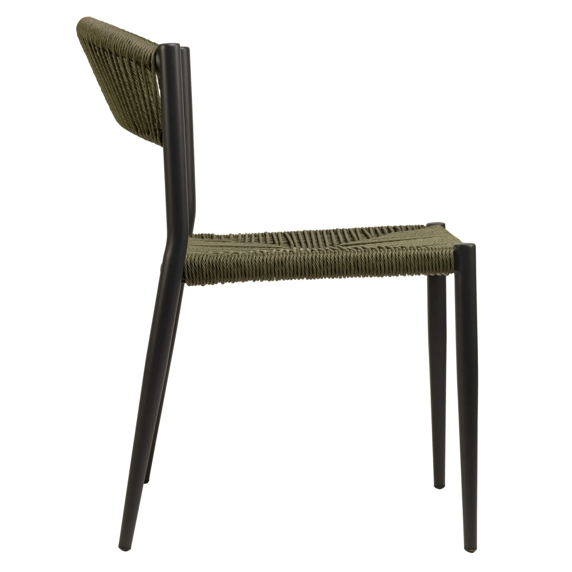 Stuhl Senna, Geflecht olive, Seilgeflecht in Binsenoptik, Terrassenstuhl, Outdoorstuhl 