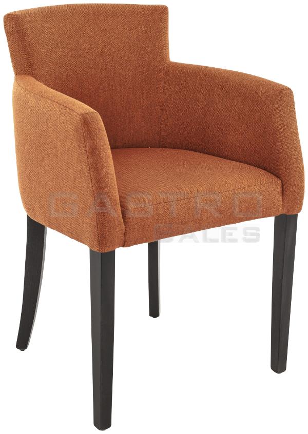 Gastronomiestuhl Mia, Polster mit Stoff Ezra Proclean Farbe Rostrot 9244, Wenge, Polsterstuhl, Restaurantstuhl, Armlehnenstuhl 
