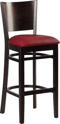 Eugen-Bar-bordeaux Barhocker Eugen, Polster bordeaux, Nussbaum dunkel, Polsterbarhocker, Holzbarhocker