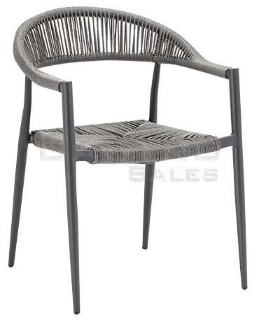 Sessel Nessa, Geflecht grey, Seilgeflecht in Binsenoptik, Terrassensessel, Outdoorsessel