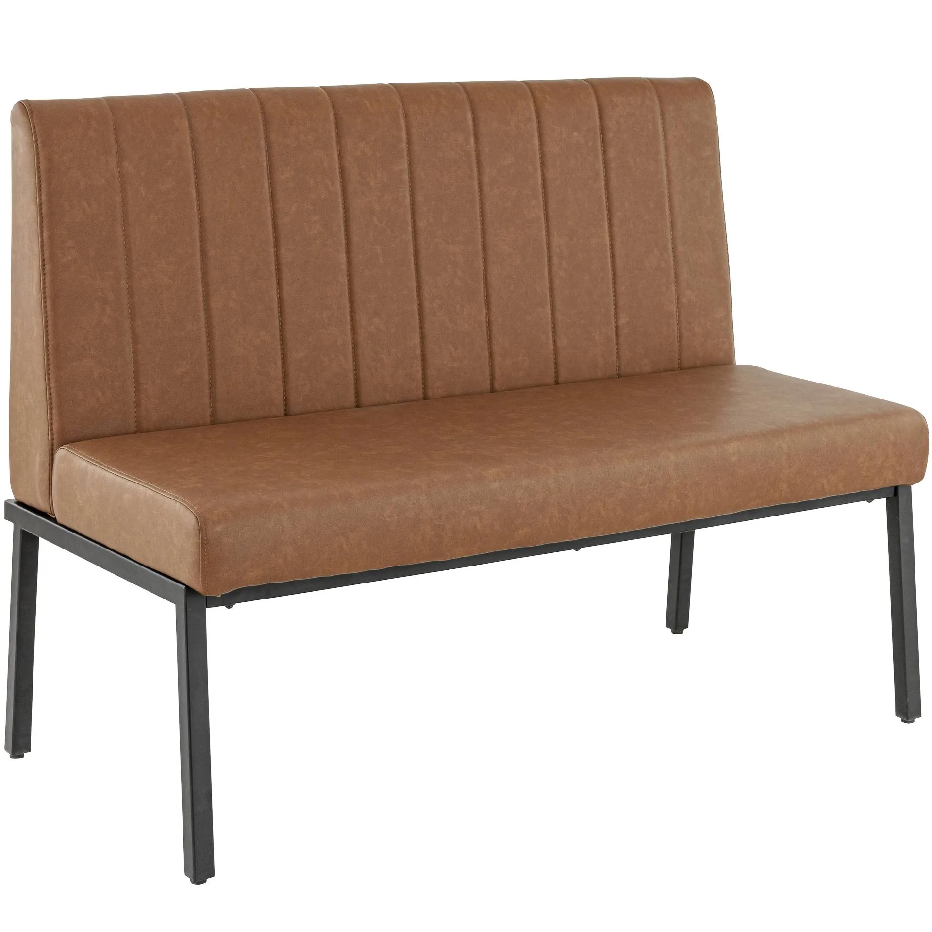 Bank Lukas, Polster Cognac, Gestell schwarz, Polsterbank, Factory Industrie Design 